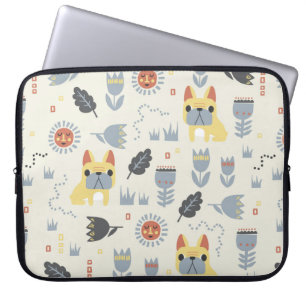 Vintager Bulldogge aus Frankreich und skandinavisc Laptopschutzhülle