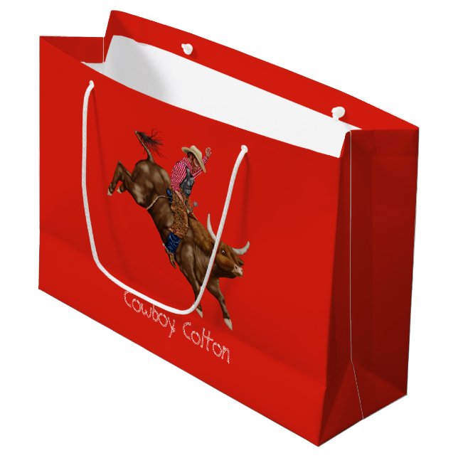 Vintager Bullfahrer Große Geschenktüte (Vorderseite Schrägansicht)