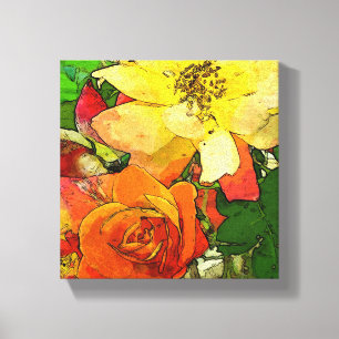 Vintager bunter mit Blumenhintergrund 2 der Kunst Leinwanddruck