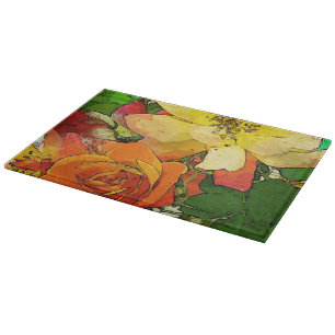 Vintager bunter mit Blumenhintergrund 2 der Kunst Schneidebrett