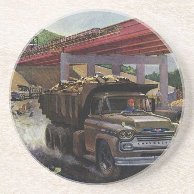 Vintager Business Dump Truck am Baugelände Untersetzer (Vorne)