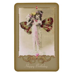Vintager Butterfly Girl Premium Magnet
