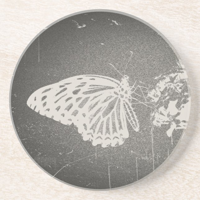 Vintager Butterfly-Untersetzer Sandstein Untersetzer (Vorne)