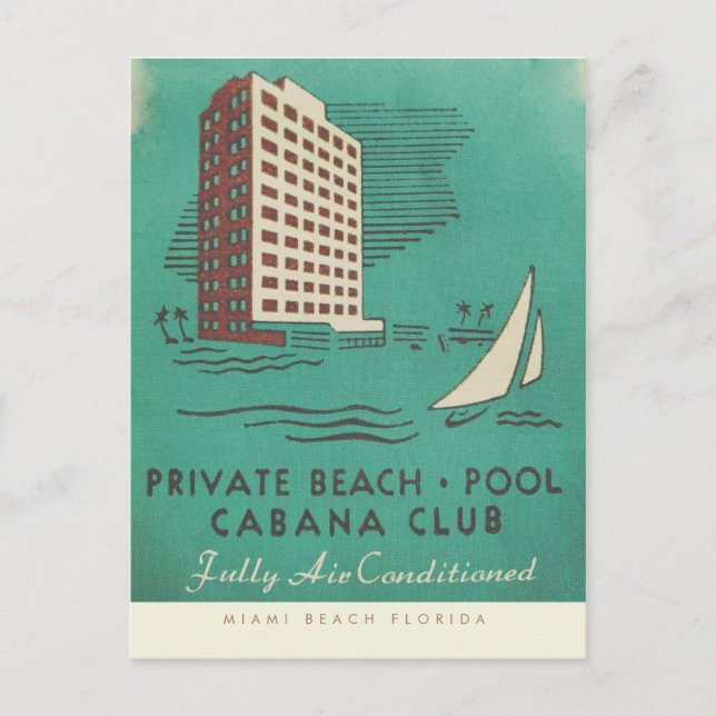 Vintager Cabana Club Miami Reisen Postkarte (Vorderseite)