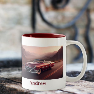 Vintager Cabriolet-Stil, Rot Zweifarbige Tasse