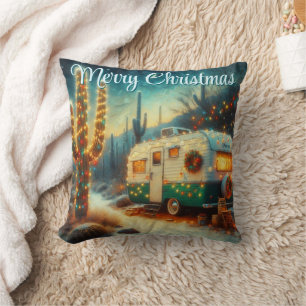Vintager Camper Weihnachten in der Wüste Personali Kissen