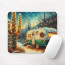 Vintager Camper Weihnachten in der Wüste Saguaro C