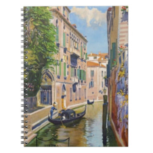 Vintager Canal Grande Gondolas Venedig Italien Rei Notizblock