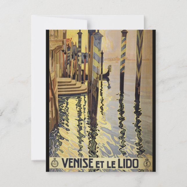 Vintager Canal Venedig Italien Reisen Karte (Vorderseite)