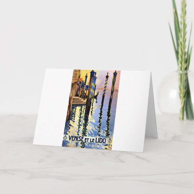 Vintager Canal Venedig Italien Reisen Karte (Vorderseite)