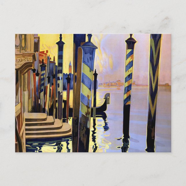 Vintager Canal Venedig Italien Reisen Postkarte (Vorderseite)