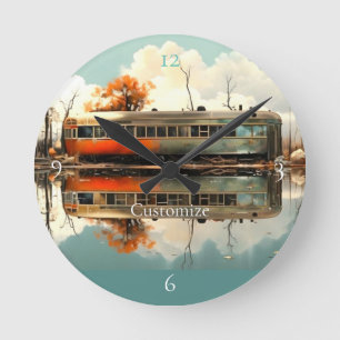 Vintager Caravan Trailer RV Thunder_Cove Runde Wanduhr