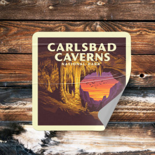 Vintager Carlsbad Caverne-Nationalpark Quadratischer Aufkleber