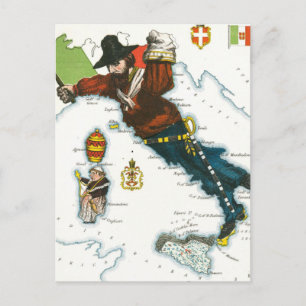 Vintager Cartoon Karte Italiens