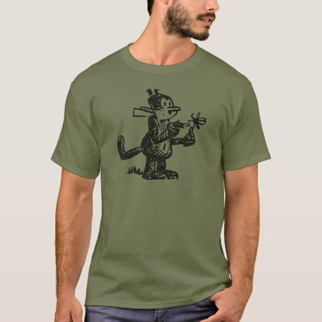 Vintager Cartoon Kat gestörter T - Shirt (Vorderseite)