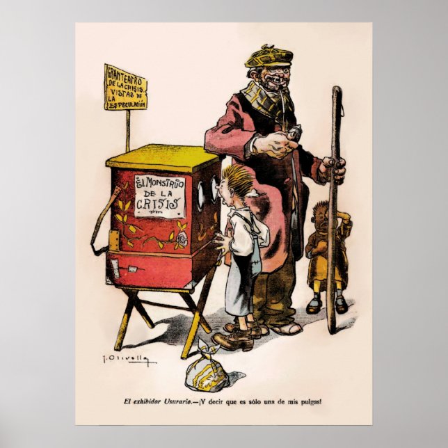 Vintager Cartoon von 1914 Argentinienkrise Poster (Vorne)