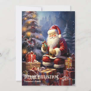 Vintager Cartoon Weihnachtsgeschenke Feiertagskarte