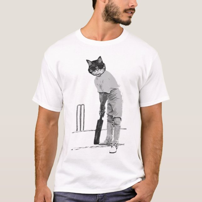 Vintager Cat Cricketer-T - Shirt (Vorderseite)