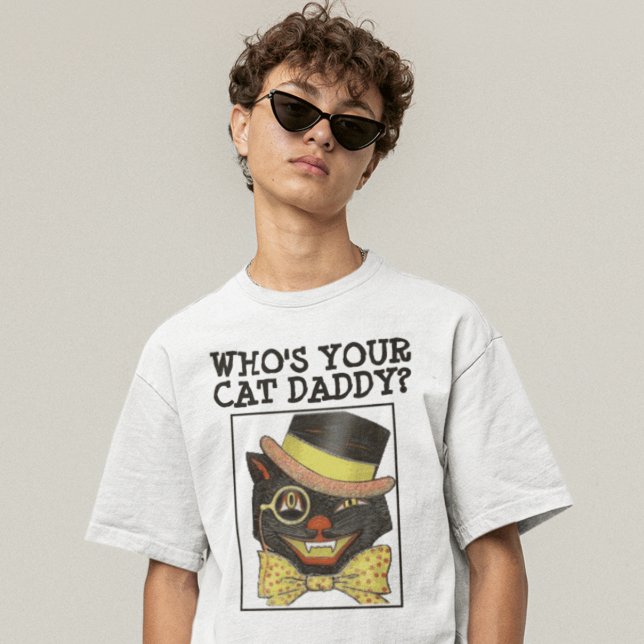 VINTAGER CAT VATER SCHWARZE CAT-T - Shirt (Von Creator hochgeladen)