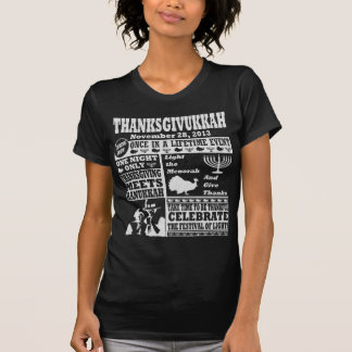 Vintager Celeberate Thanksgivukkah Zeitungs-Druck T-Shirt