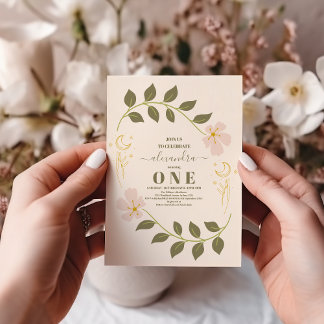 Vintager Celestial Botanical 1. Geburtstag Einladung