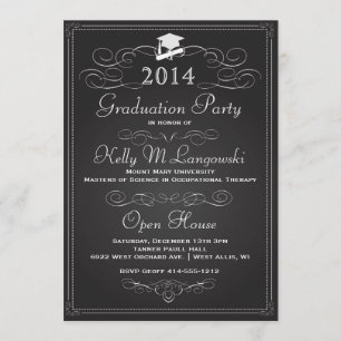Vintager Chalkboard Abschluss Einladung
