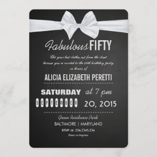 Vintager Chalkboard Bow Fabulous 50. Geburtstag Einladung