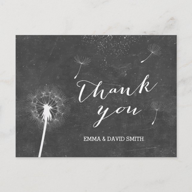 Vintager Chalkboard Dandelion Blash Danke Postkarte (Vorderseite)