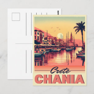 Vintager Chania Stadtbetonierter Feiertag Postkarte