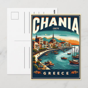 Vintager Chania Stadtbetonierter Feiertag Postkarte