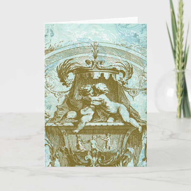 Vintager Cherub Save the Date Design Ankündigung (Vorderseite)