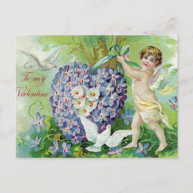 Vintager Cherub Valentine Postkarte (Vorderseite)