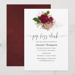 Vintager Chic Blush und Burgund Pop Fizz Clink Einladung