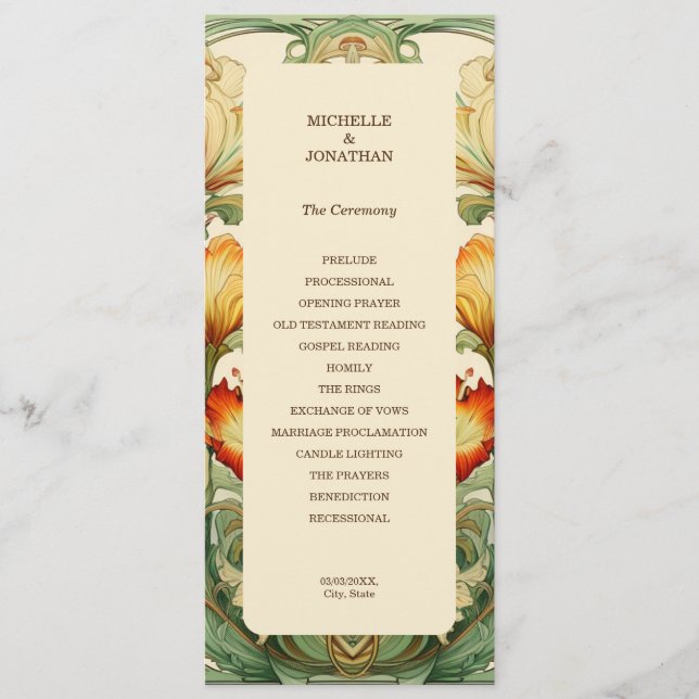 Vintager Chic Botanische Art Nouveau Alfonse Mucha Programm (Vorderseite)