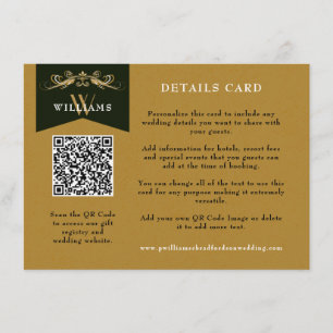 Vintager Chic Gold QR Code Einsteckkarte Begleitkarte