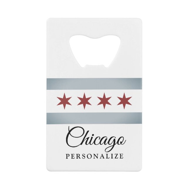 Vintager Chicago-Stadtflaggen-individueller Name Geldbeutel Flaschenöffner (Vorderseite)