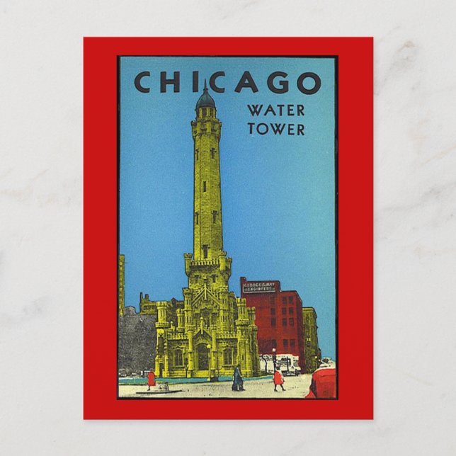 Vintager Chicago Wasserturm Postkarte (Vorderseite)