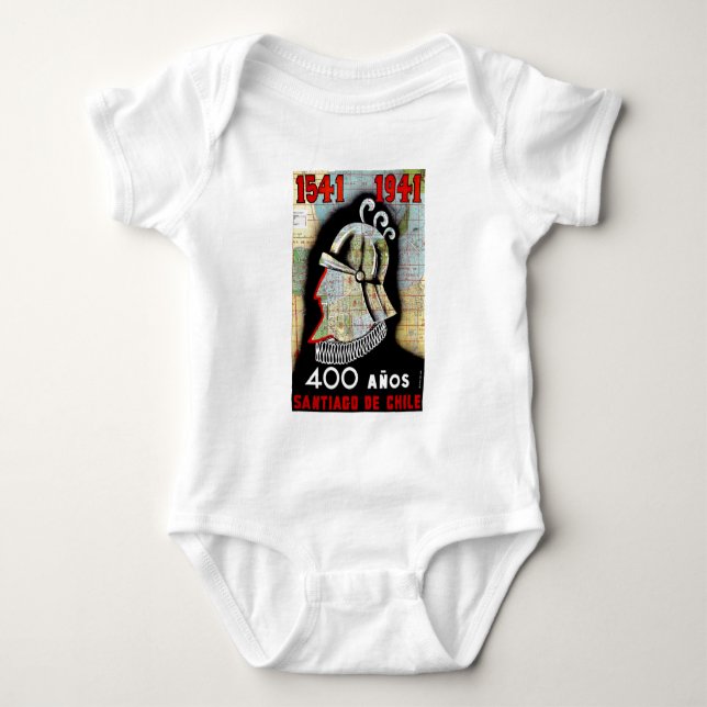 Vintager Chile Santiago Travel Baby Strampler (Vorderseite)