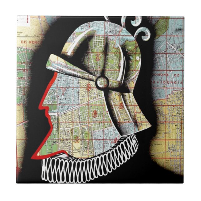 Vintager Chile Santiago Travel Fliese (Vorderseite)