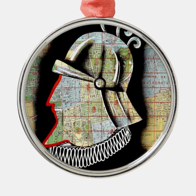 Vintager Chile Santiago Travel Silbernes Ornament (Vorne)