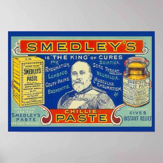 Vintager Chili Heilung! Smedley's Chillie Paste c  Poster (Vorne)