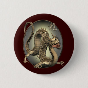 Vintager chinesischer Drache Button