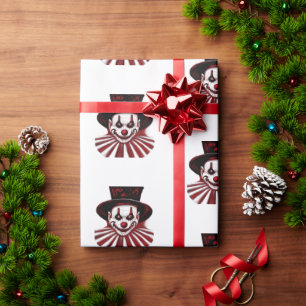 Vintager Circus Clown in Creepy Red and Black Retr Geschenkpapier
