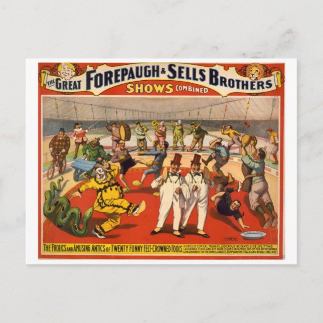Vintager Circus Forepaugh & Sells Postkarte (Vorderseite)