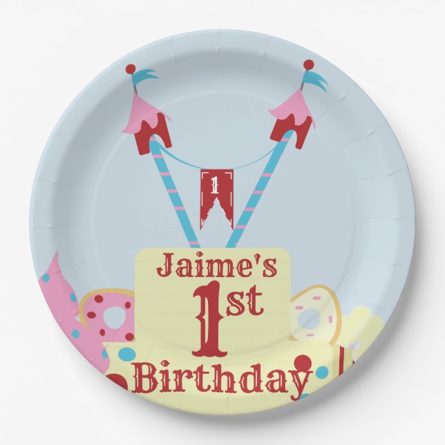 Vintager Circus Karneval Jeglicher Pappteller (Vorderseite)