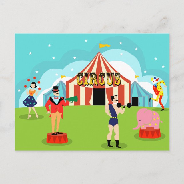 Vintager Circus Postkarte (Vorderseite)