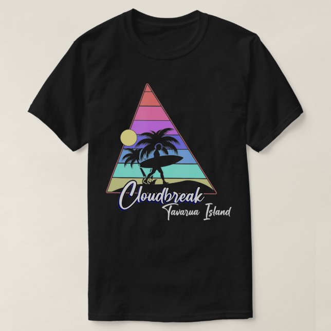 Vintager Cloudbreak Fidschi Surfing T-Shirt (Design vorne)