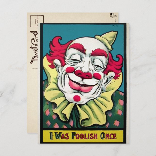 Vintager Clown Art Postkarte (Vorne/Hinten)