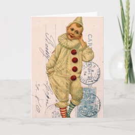 Vintager Clown Postcard Digitale Kunst, Geburtstag Karte