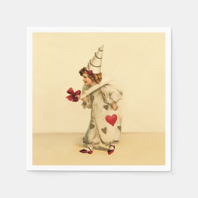 Vintager ClownValentinstag Serviette (Vorderseite)